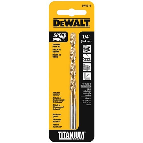 DeWalt Metal Drilling, 1/4" Titanium Drill Bit Split Point