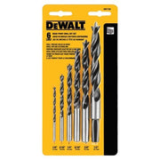 DeWalt Brad Point Bit Set, Size: 6-Piece, Includes: 1/8, 3/16, 1/4, 5/16, 3/8, and 1/2-Inch bits, Style: Engineered flutes for clean and effective chip removal