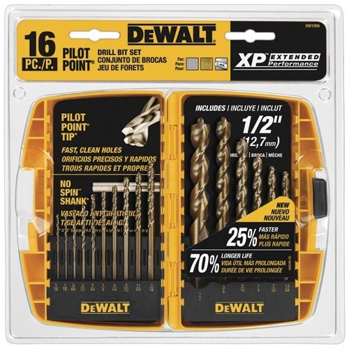 DeWalt Metal Drilling, 16-Piece Pilot Point® Set With 1/2" Bit (Tough Case™)