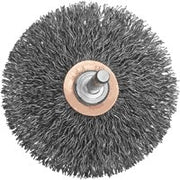 DeWalt Wire wheel, 3" Crimped Flat Faced End Brush/Carbon Steel 1/4" Stem .014"