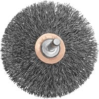 DeWalt Wire wheel, 3" Crimped Flat Faced End Brush/Carbon Steel 1/4" Stem .014"