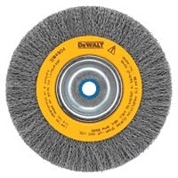 DeWalt Wire wheel, 6" Crimped Bench Wire Wheel, 5/8"-1/2" Arbor, Medium Face .014"