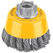DeWalt Knotted Cup Brush, Material: Carbon Steel 020", Size: 3"x 5/8-11", RPM: 14,000