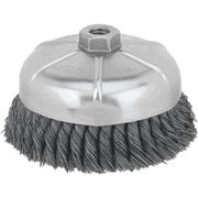 DeWalt Wire wheel, 6" Knotted Cup Brush/Carbon Steel 5/8"-11 Arbor .023"