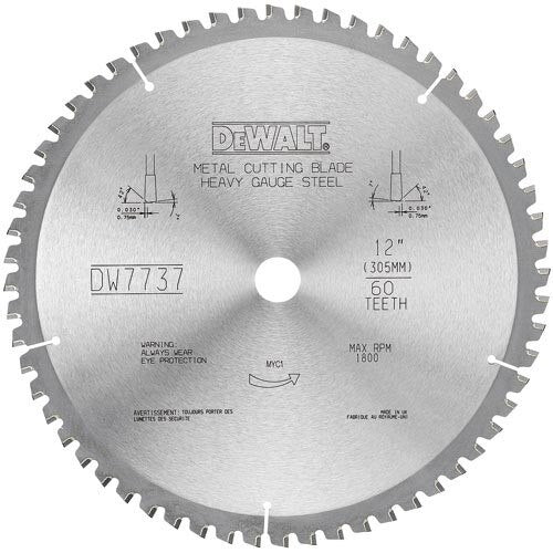 DW7737 DeWalt Circular Saw Blades,12" 60T Heavy Gauge Ferrous Metal Cutting Blade