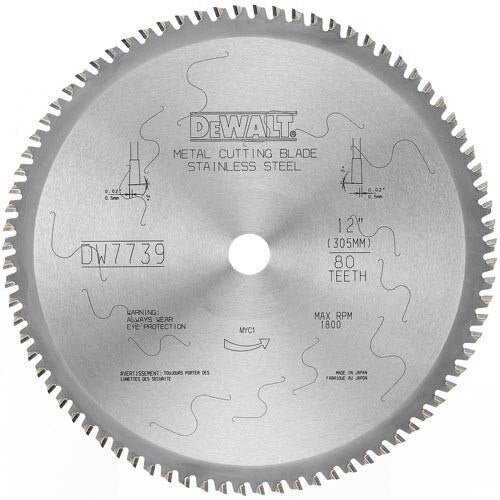 DW7739 DeWalt Circular Saw Blades,12" 80T Stainless Steel Metal Cutting Blade
