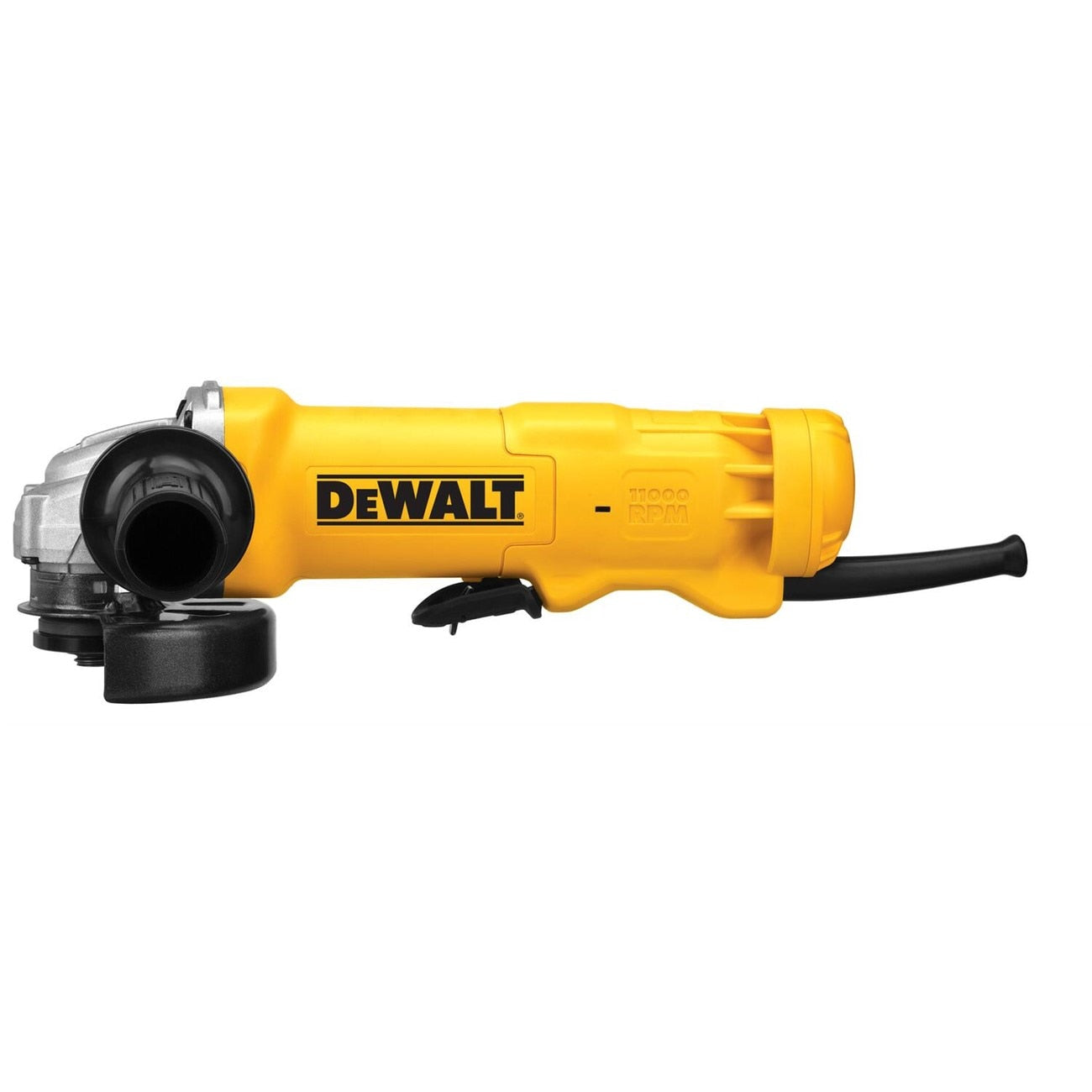 DeWalt 4-1/2 Small Angle Grinder, Type: Right-angle grinder, Style: Small angle heavy duty grinder with paddle with non-Lock-On Trigger, Size: 4 -1/2" wheel size, Length: 12", MWO: 1,400, Amps: 11