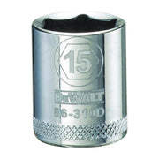 Socket, 3/8 Inch Drive, 15 MM Size, Chrome Polish