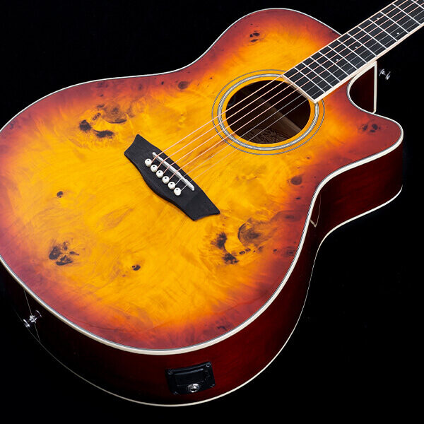 Washburn DFBACEA Deep Forest Burl Grand Auditorium Acoustic Electric Guitar, Amber Fade