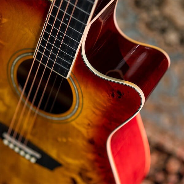 Washburn DFBACEA Deep Forest Burl Grand Auditorium Acoustic Electric Guitar, Amber Fade