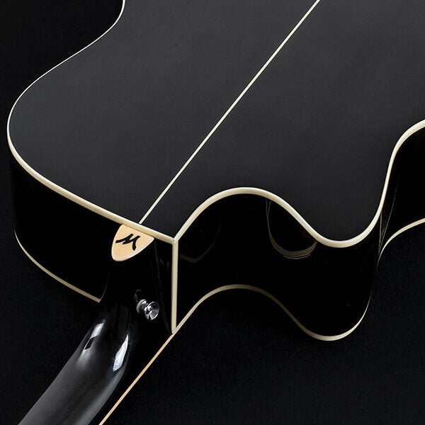 Washburn DFBACEB Deep Forest Burl Grand Auditorium Acoustic Electric Guitar, Black Fade