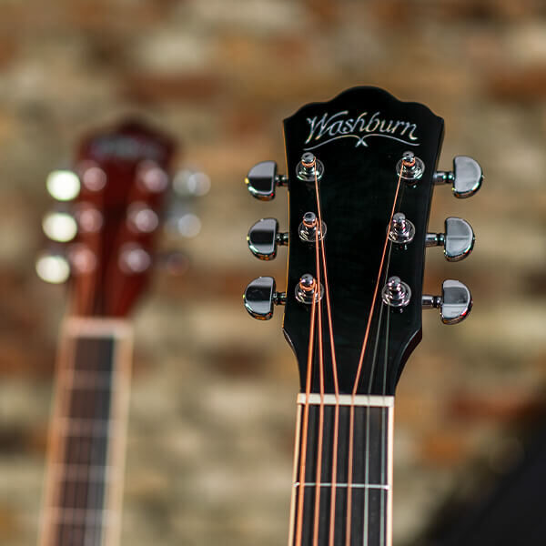 Washburn DFBACEB Deep Forest Burl Grand Auditorium Acoustic Electric Guitar, Black Fade