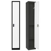 72" H x 12" W  Single Tier Steel Storage Locker with Digital Lock, Black and White