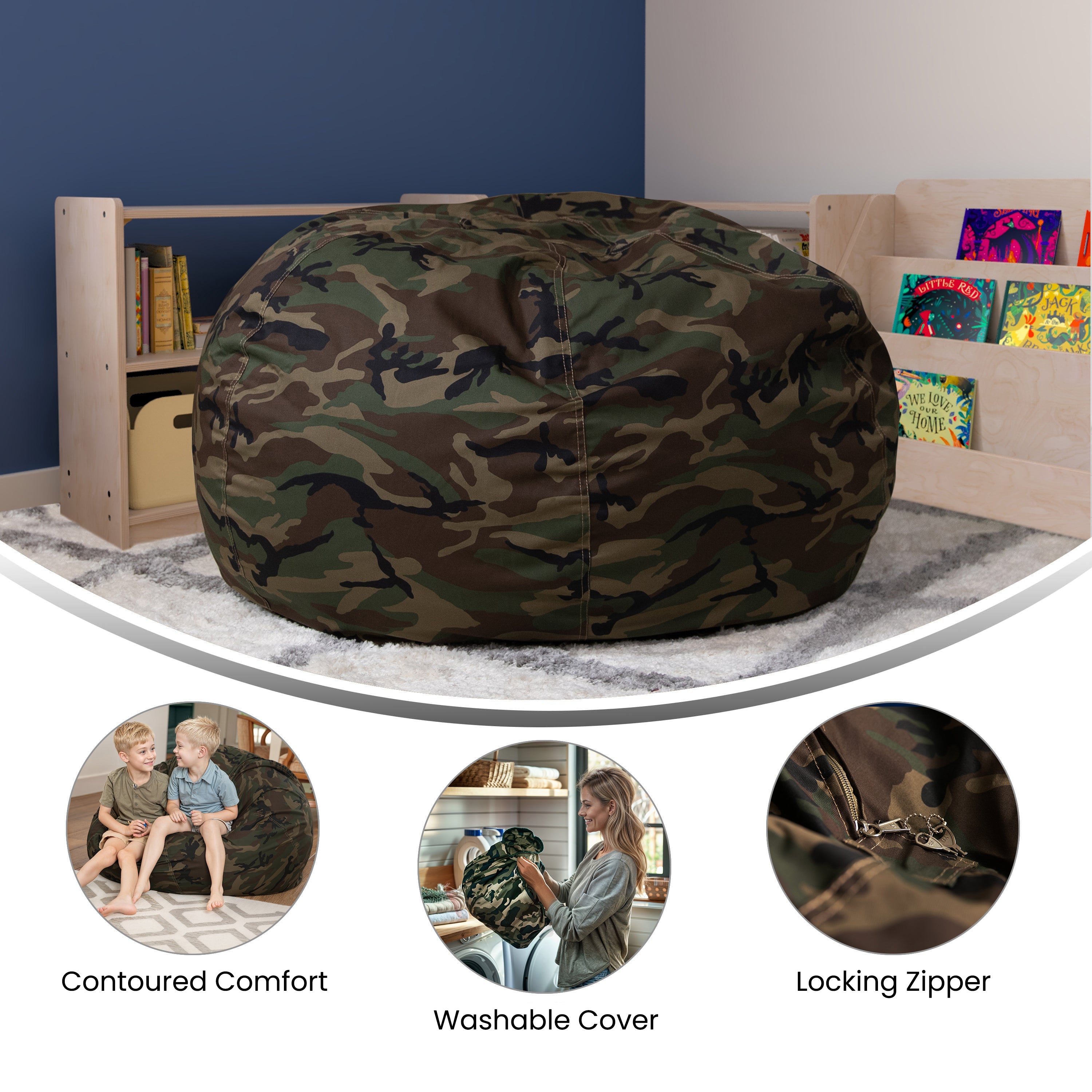 Duncan Oversized Camouflage Refillable Bean Bag Chair for All Ages
