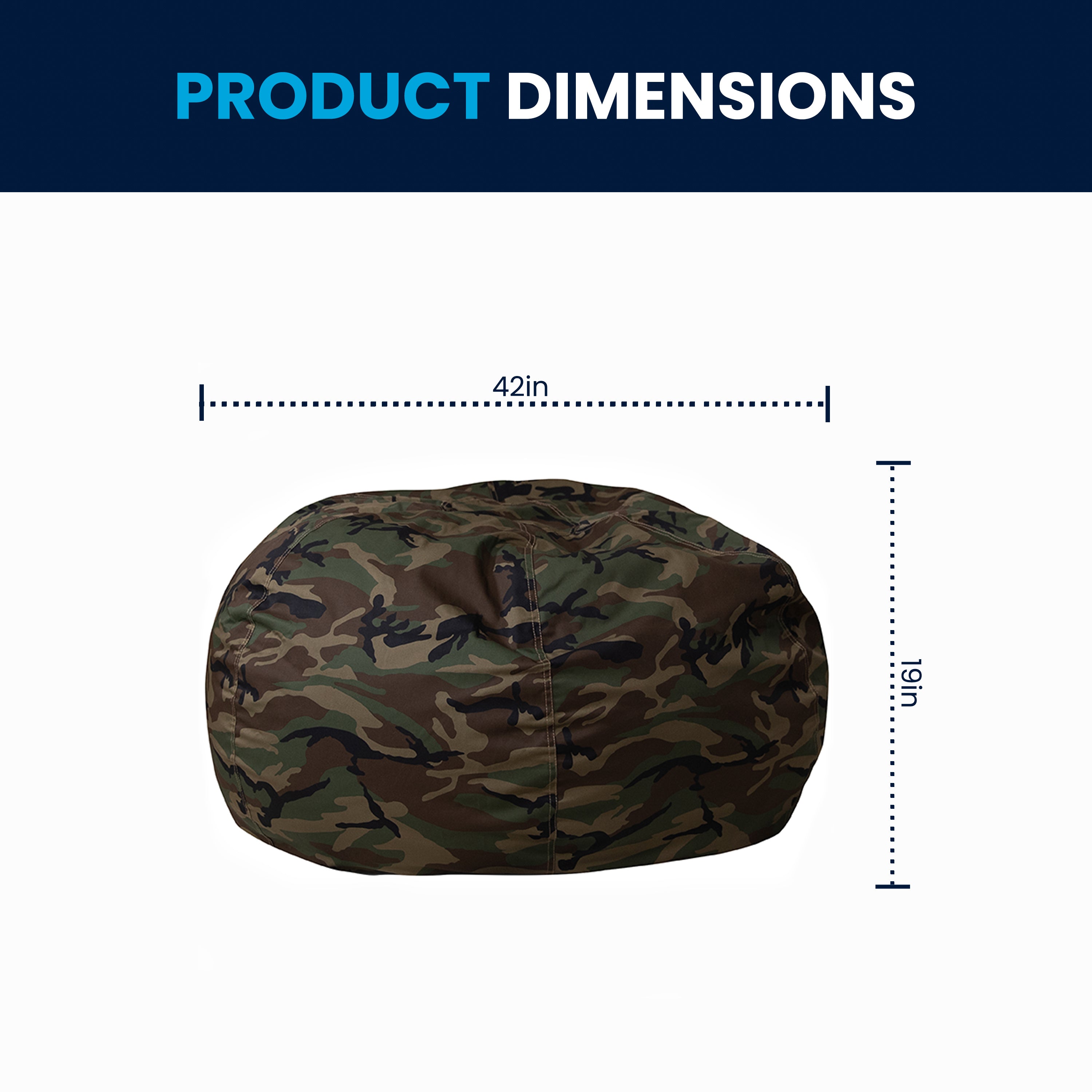 Duncan Oversized Camouflage Refillable Bean Bag Chair for All Ages
