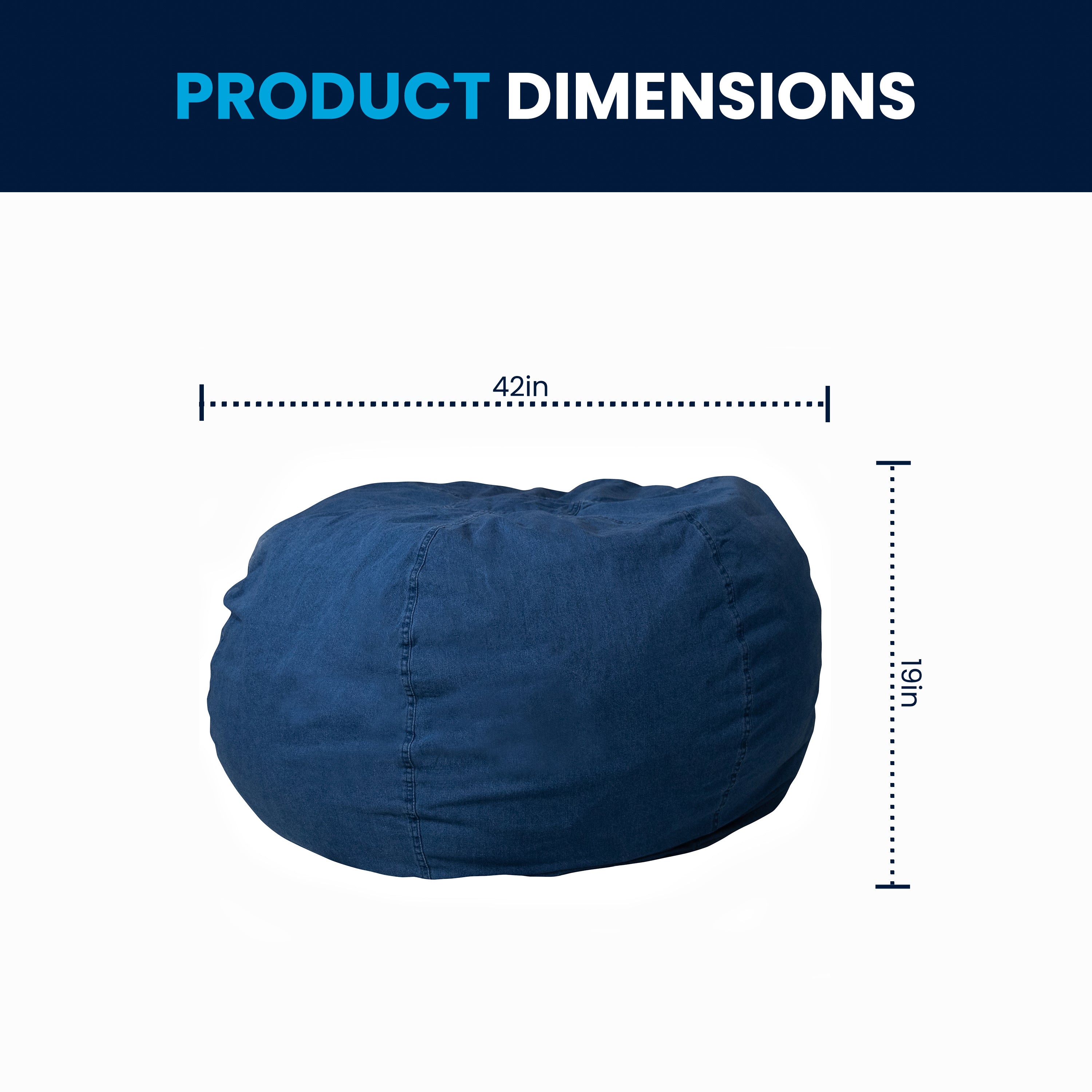 Duncan Oversized Denim Refillable Bean Bag Chair for All Ages