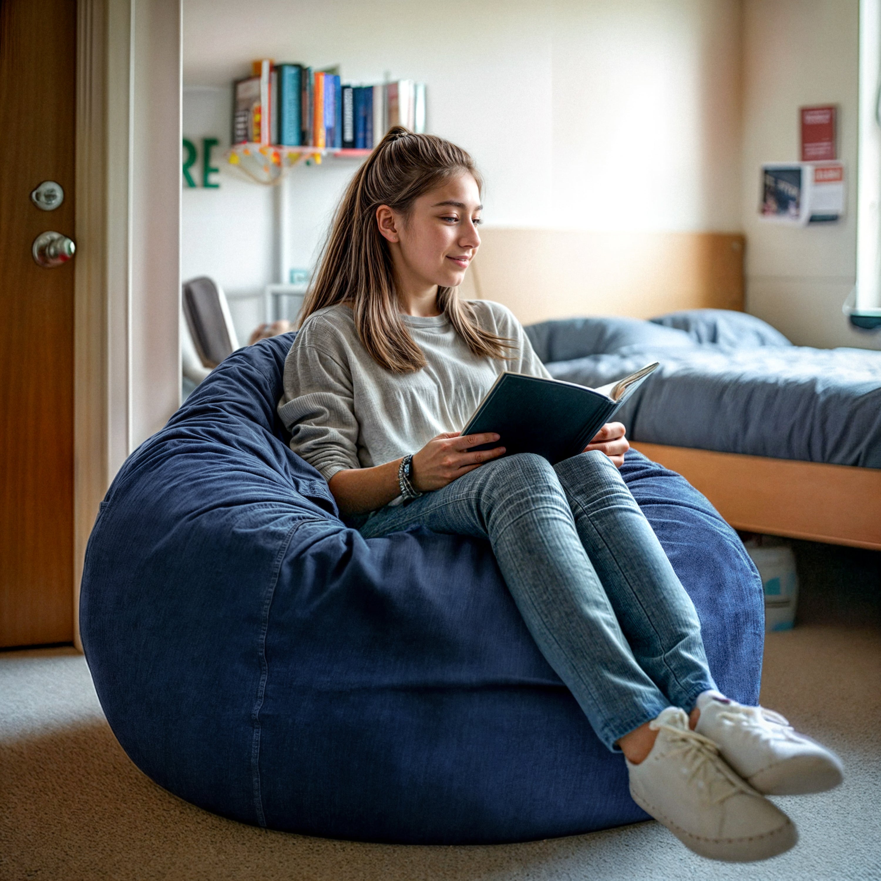 Duncan Oversized Denim Refillable Bean Bag Chair for All Ages