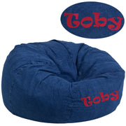 Duncan Personalized Oversized Denim Bean Bag Chair for Kids and Adults