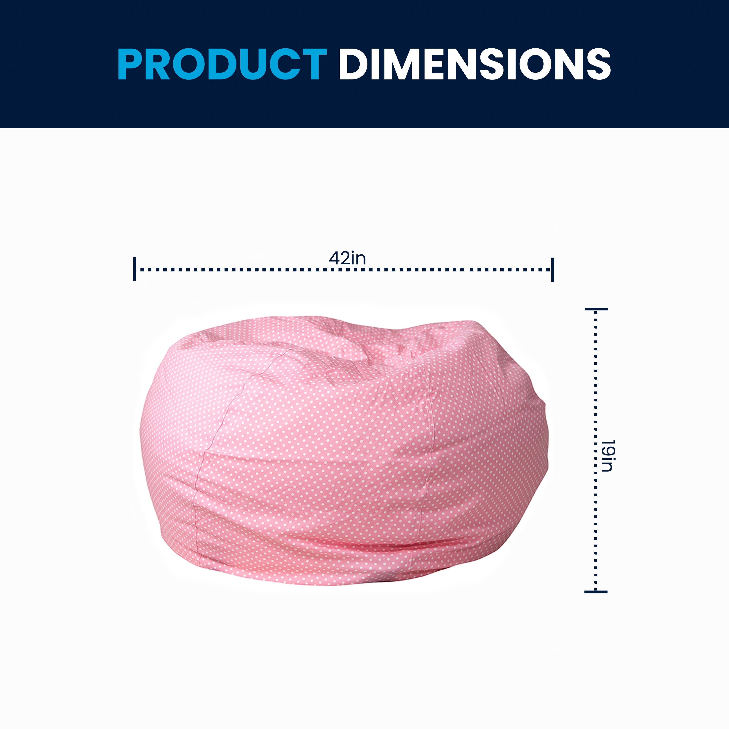 Duncan Oversized Light Pink Dot Refillable Bean Bag Chair for All Ages