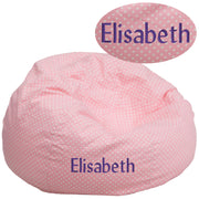 Duncan Personalized Oversized Light Pink Dot Bean Bag Chair for Kids and Adults