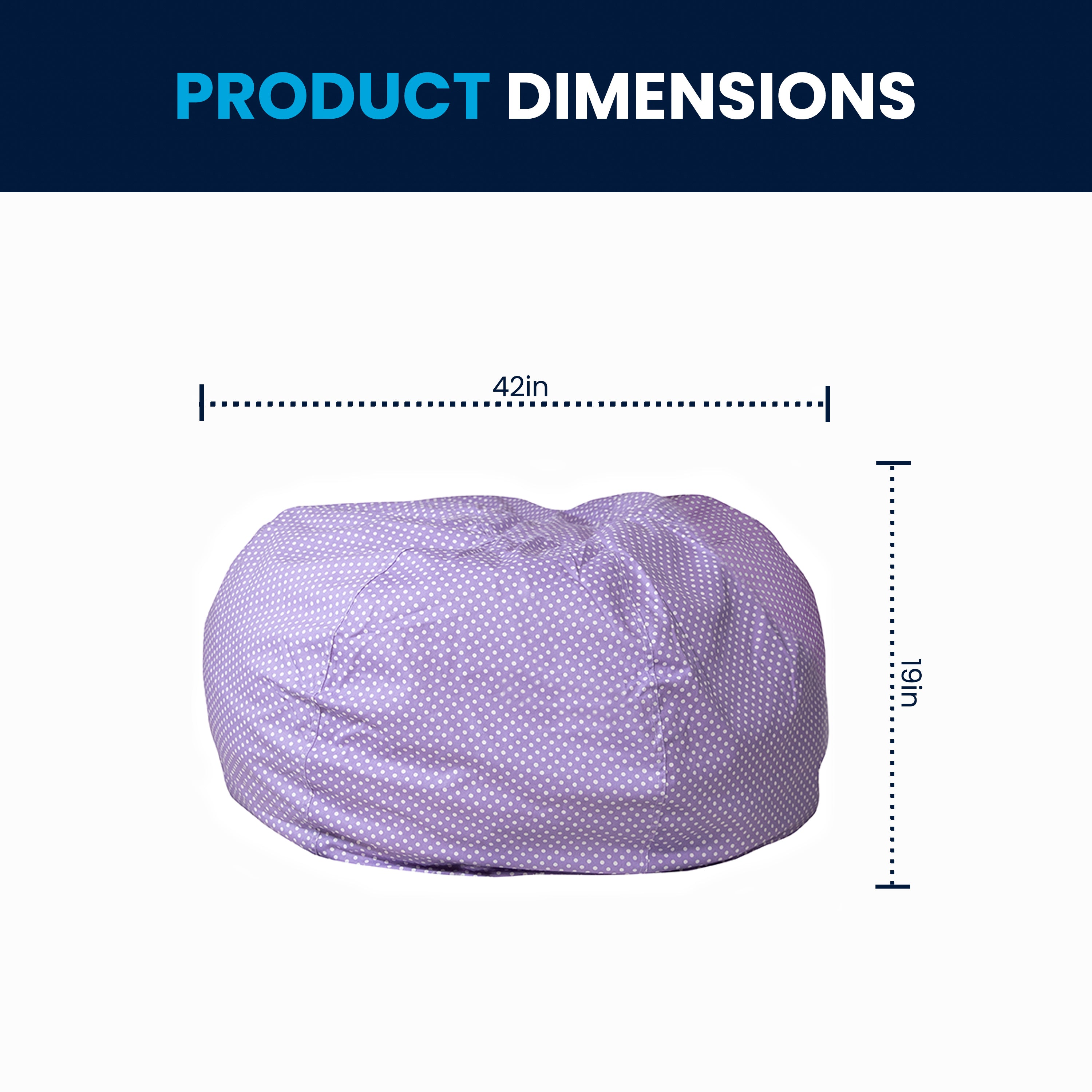 Duncan Oversized Lavender Dot Refillable Bean Bag Chair for All Ages