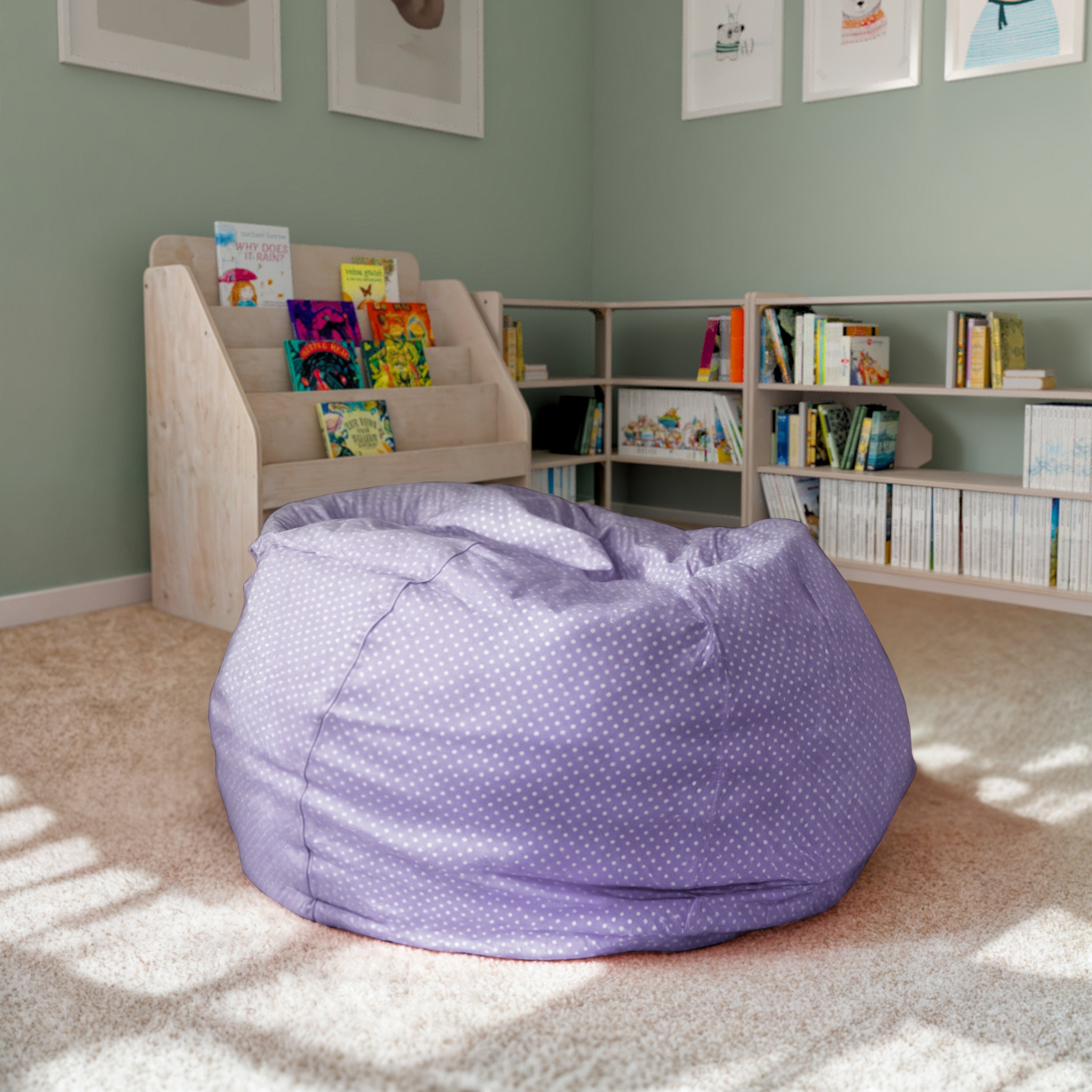 Duncan Oversized Lavender Dot Refillable Bean Bag Chair for All Ages