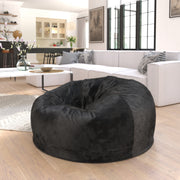 Duncan Oversized Black Furry Refillable Bean Bag Chair for All Ages