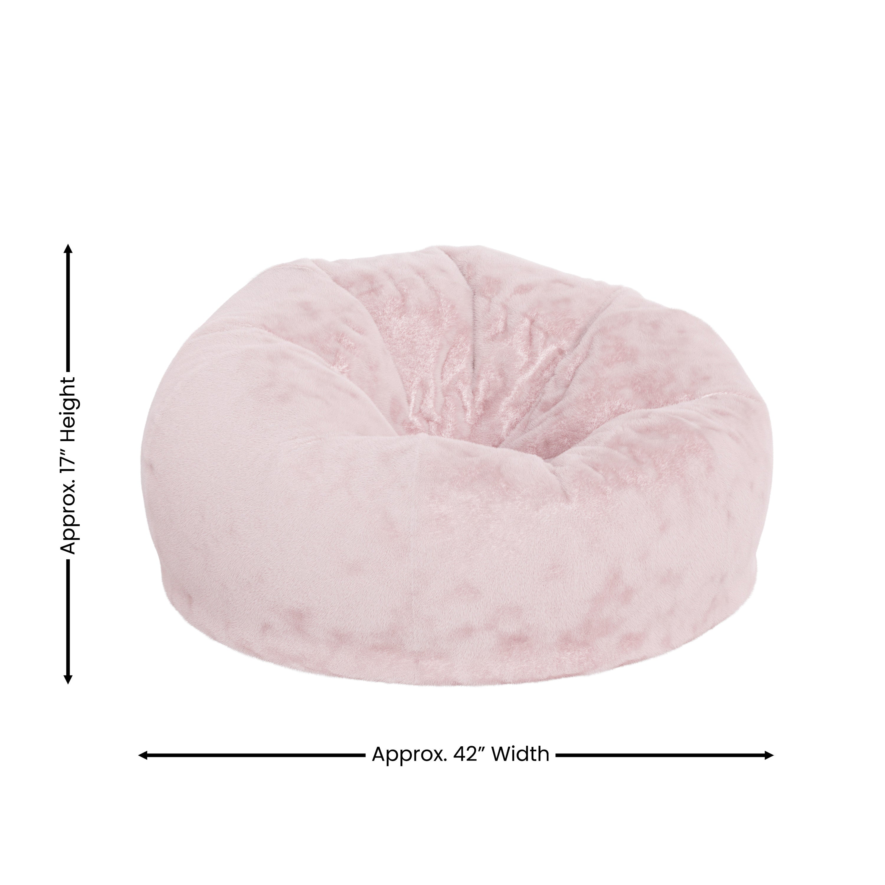 Duncan Oversized Blush Furry Refillable Bean Bag Chair for All Ages