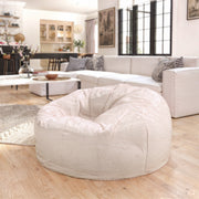 Duncan Oversized White Furry Refillable Bean Bag Chair for All Ages