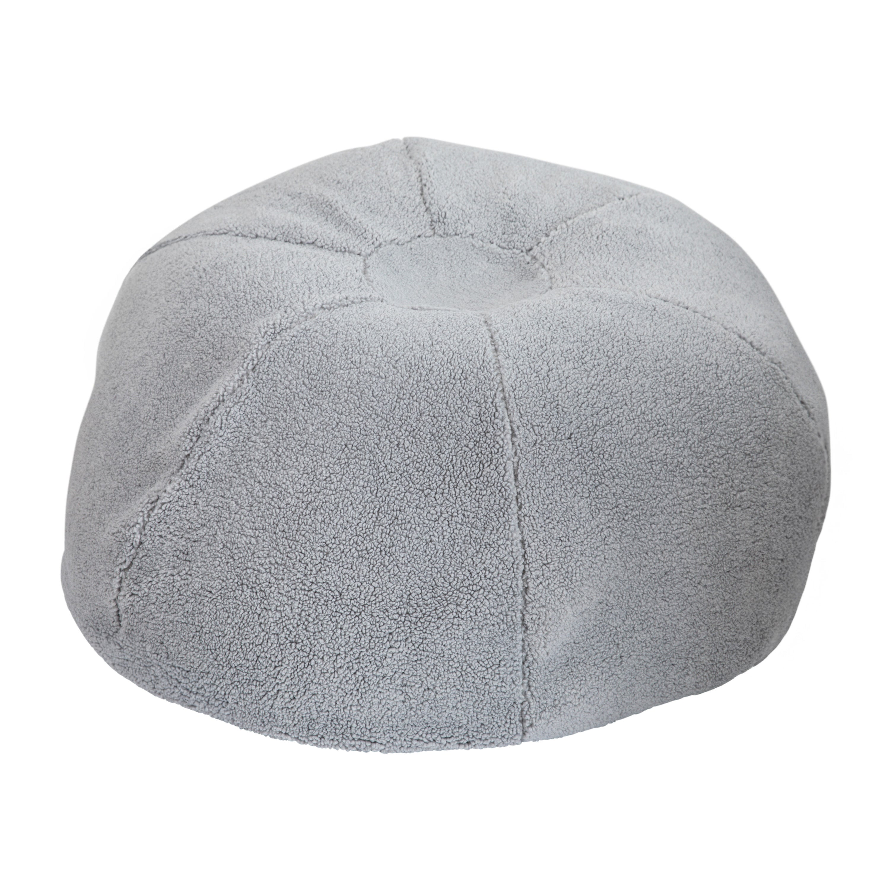 Duncan Large Gray Faux Sherpa Refillable Bean Bag Chair for Kids and Teens