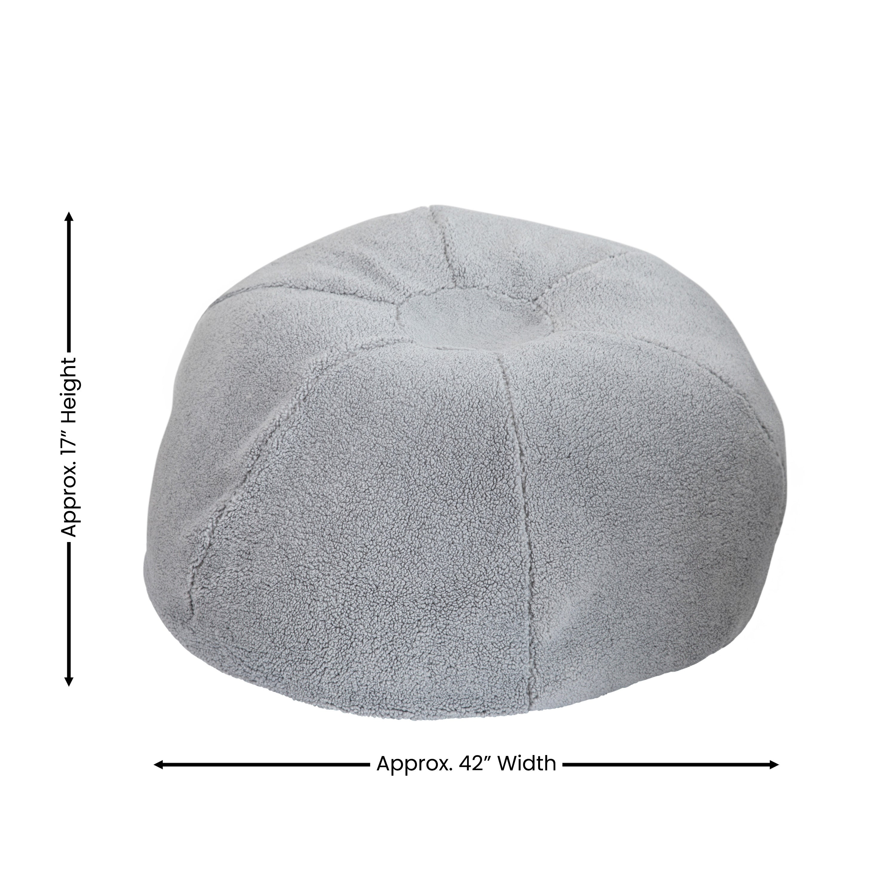 Duncan Large Gray Faux Sherpa Refillable Bean Bag Chair for Kids and Teens
