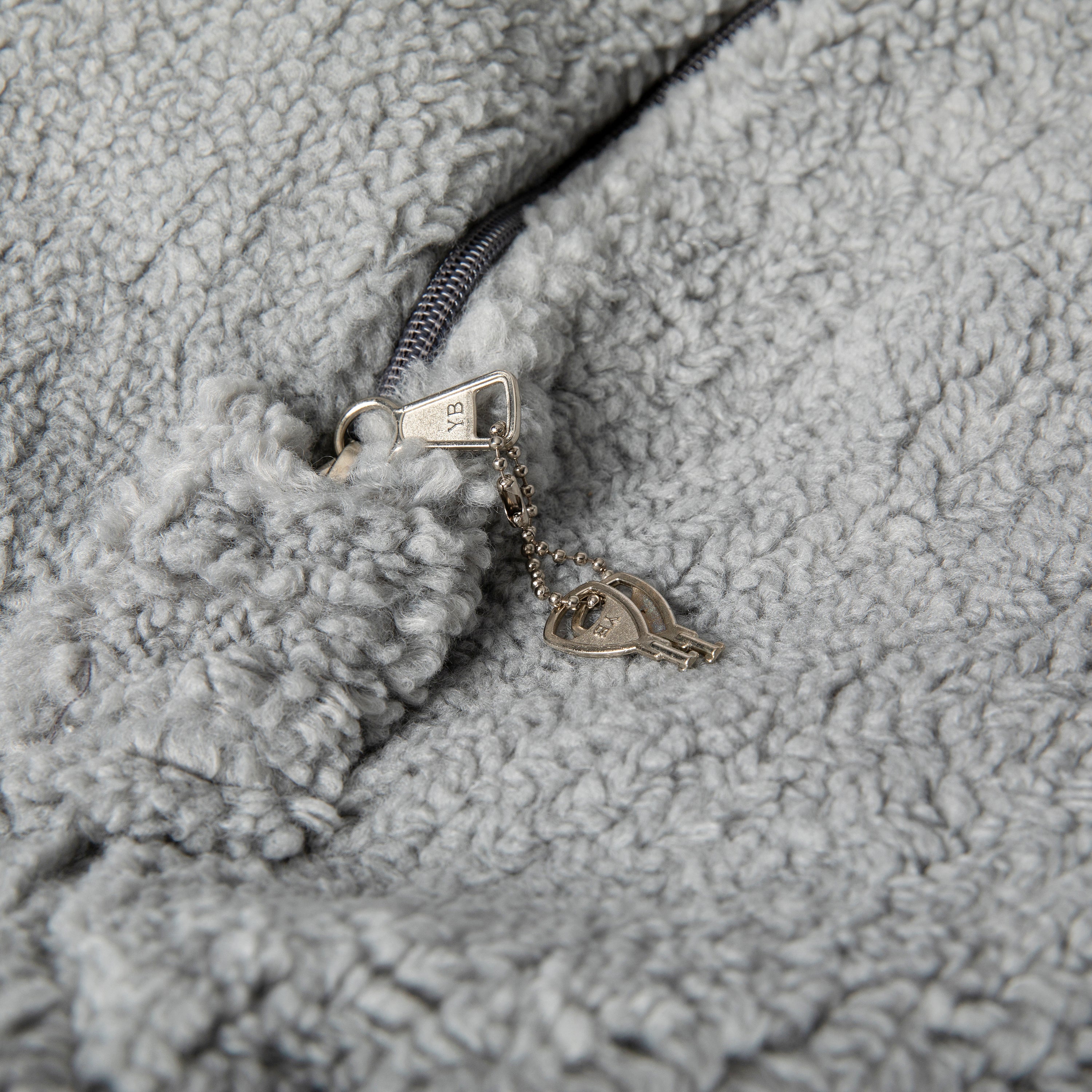 Duncan Large Gray Faux Sherpa Refillable Bean Bag Chair for Kids and Teens