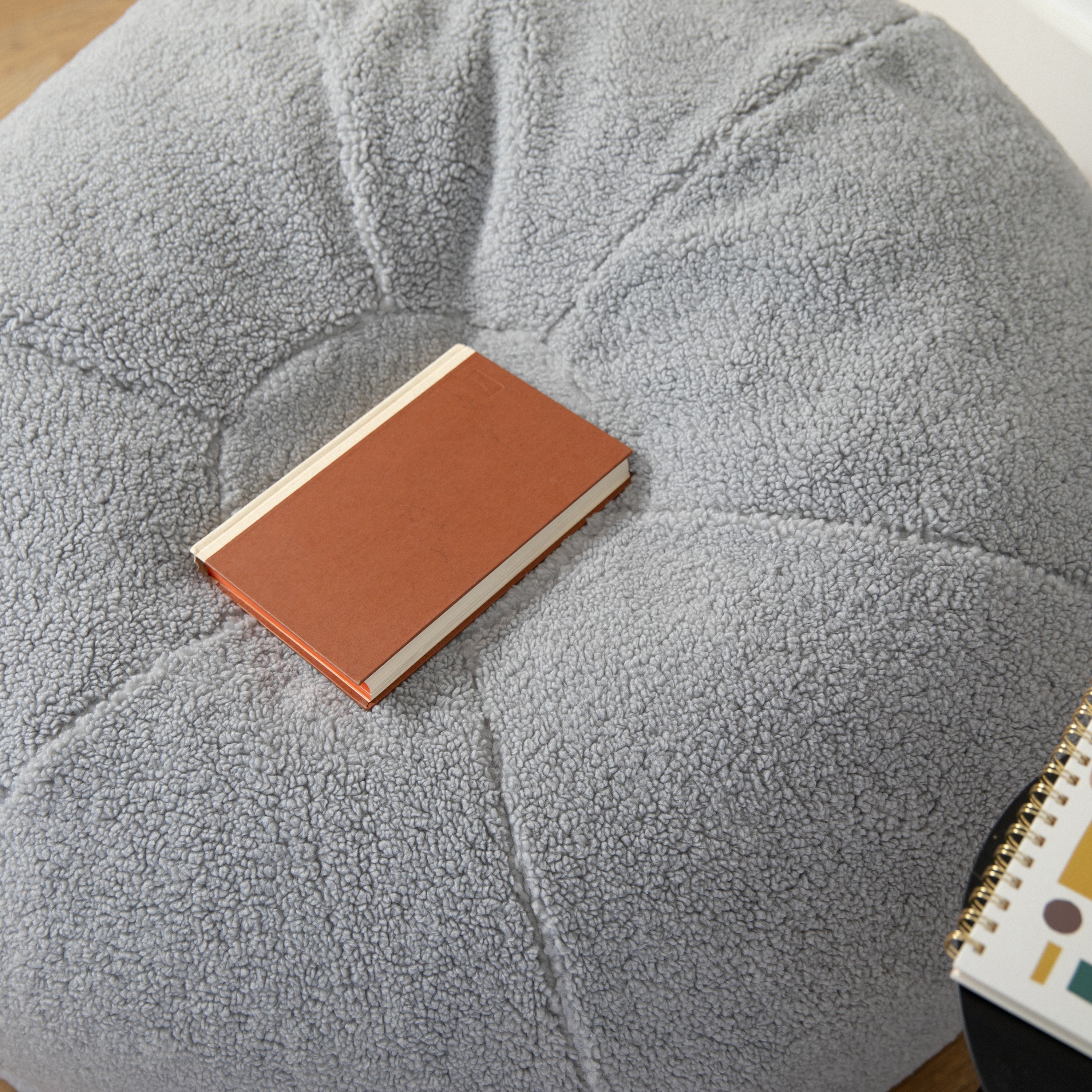 Duncan Large Gray Faux Sherpa Refillable Bean Bag Chair for Kids and Teens