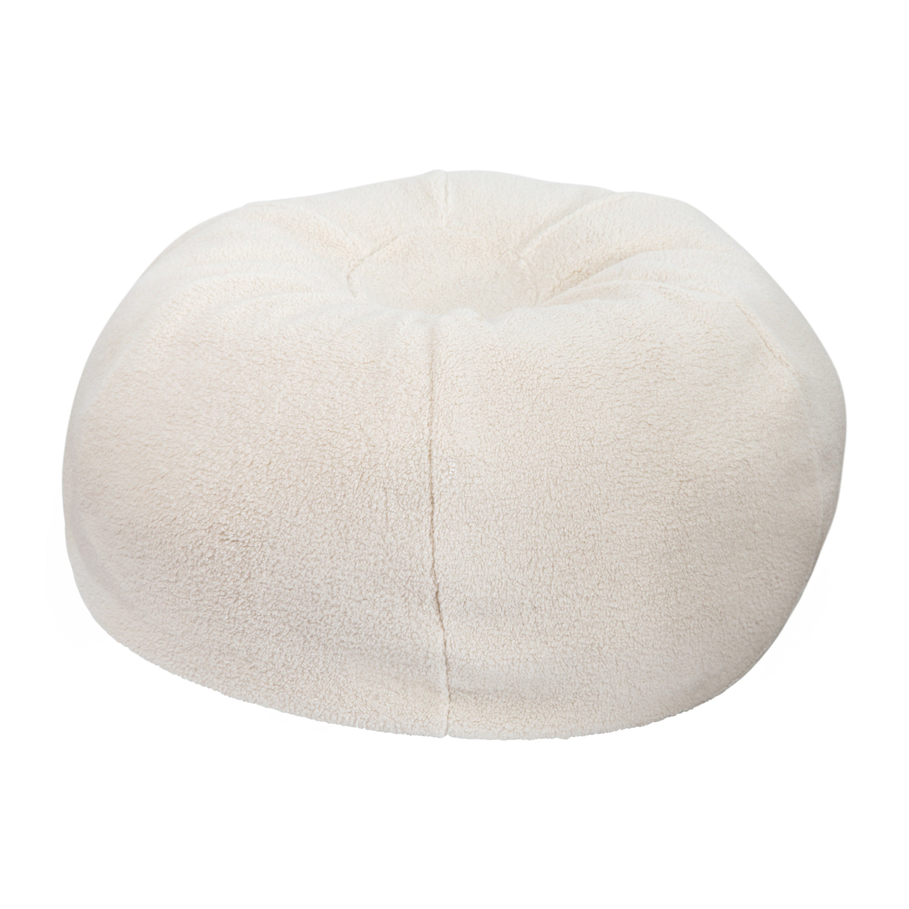 Duncan Large Natural Faux Sherpa Refillable Bean Bag Chair for Kids and Teens