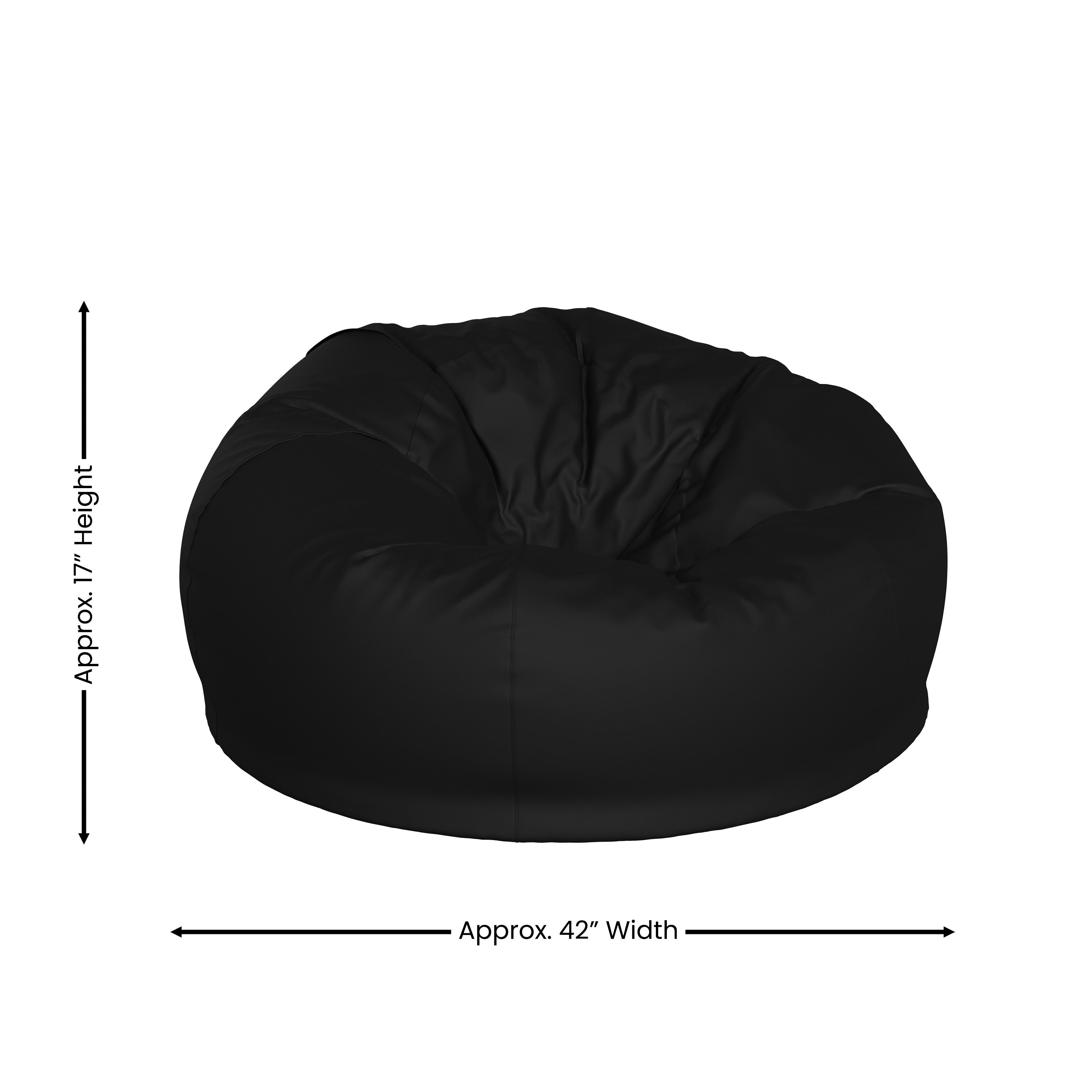 Duncan Oversized Solid Black Refillable Bean Bag Chair for All Ages