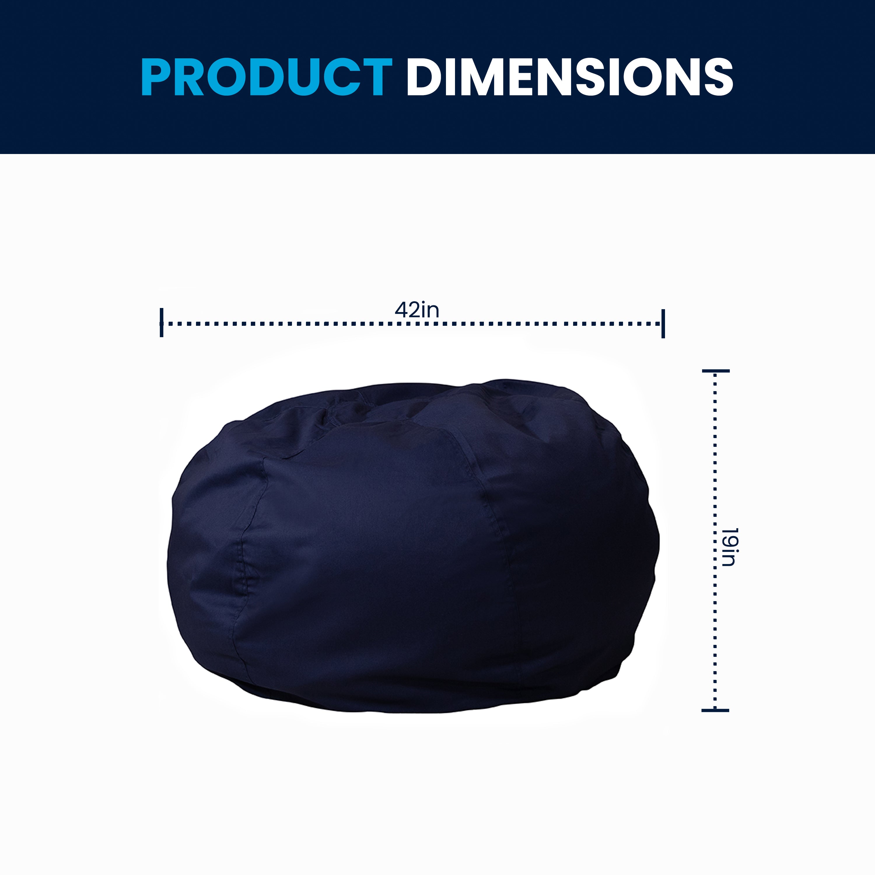 Duncan Oversized Solid Navy Blue Refillable Bean Bag Chair for All Ages