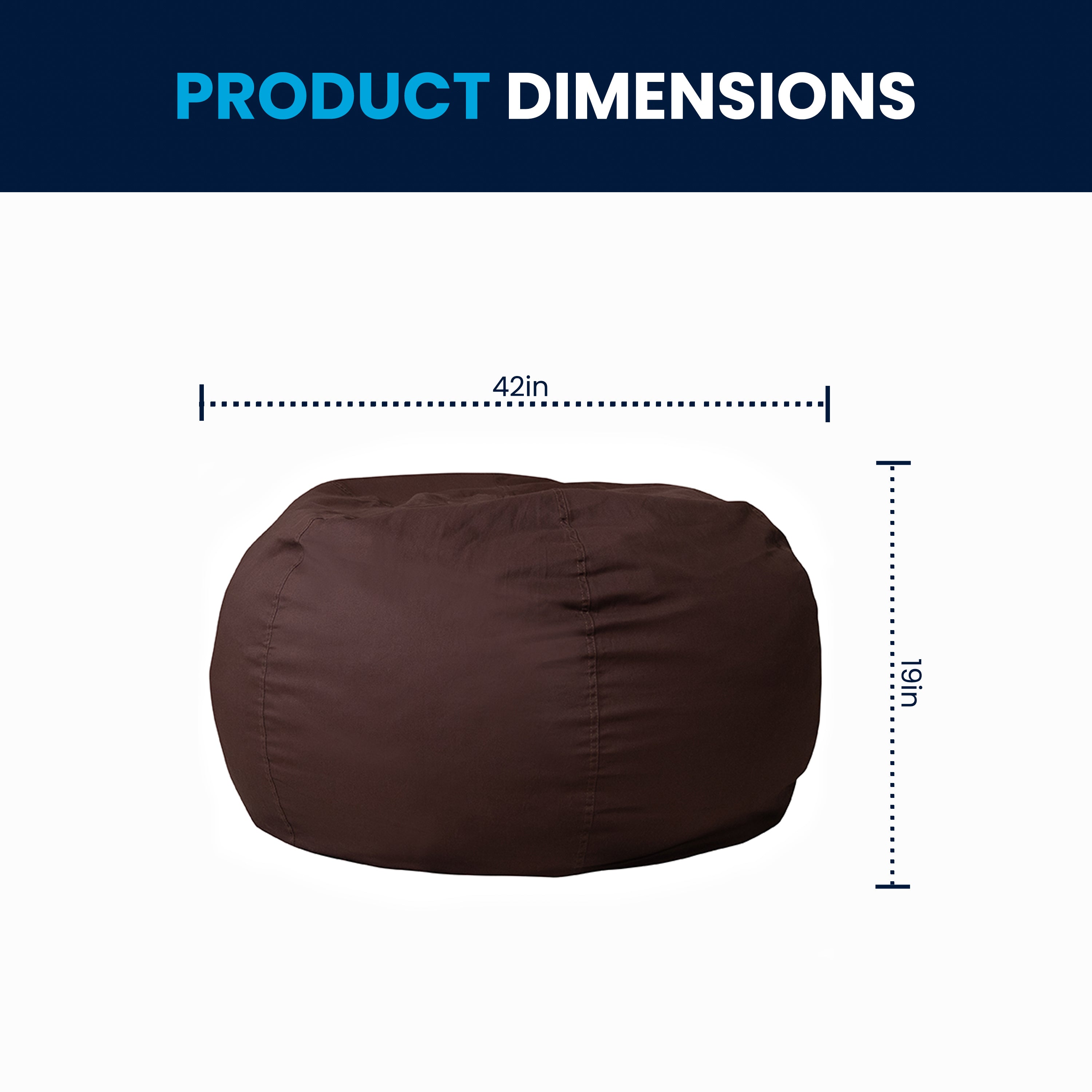 Duncan Oversized Solid Brown Refillable Bean Bag Chair for All Ages