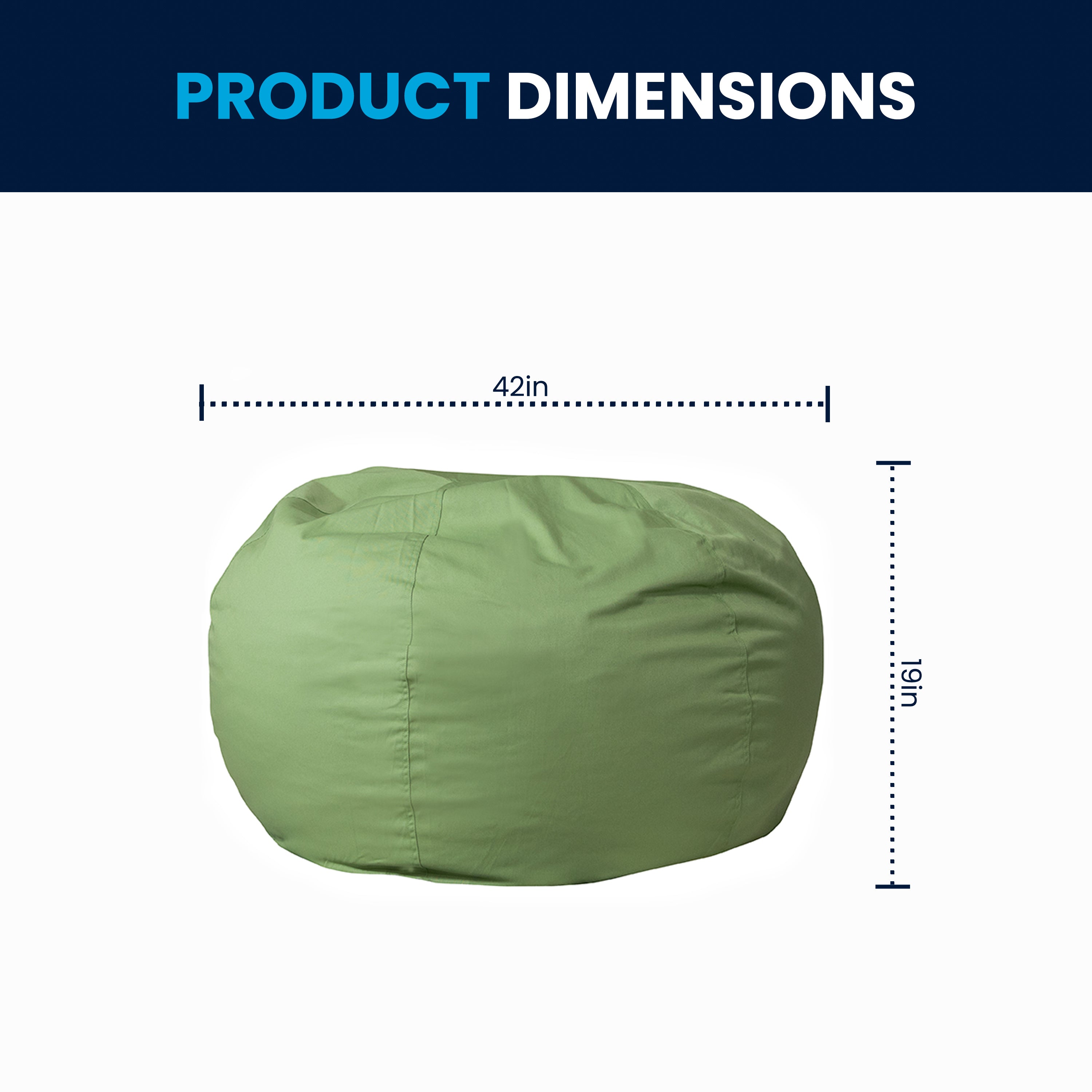 Duncan Oversized Solid Green Refillable Bean Bag Chair for All Ages
