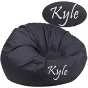 Duncan Personalized Oversized Solid Gray Bean Bag Chair for Kids and Adults
