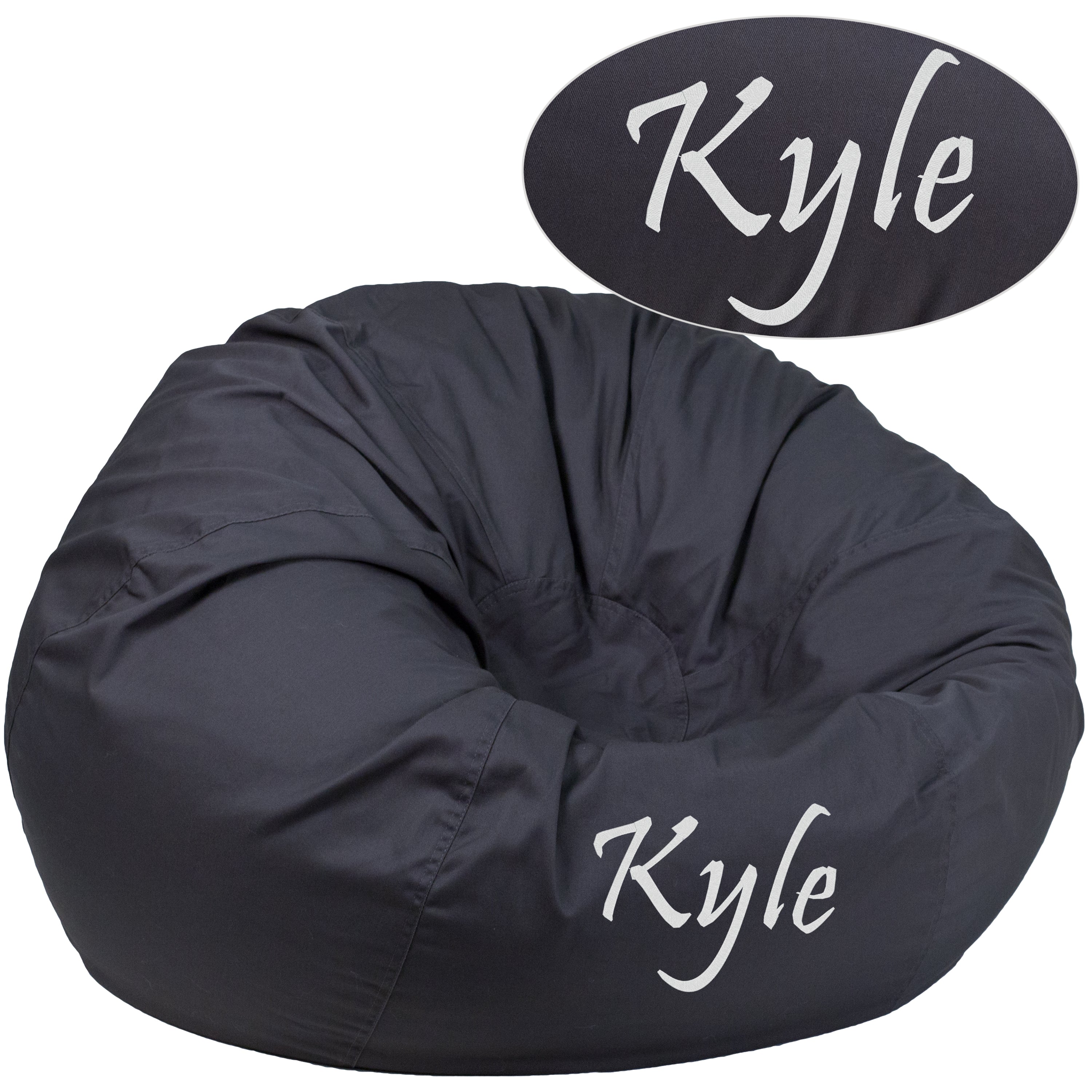 Duncan Personalized Oversized Solid Gray Bean Bag Chair for Kids and Adults