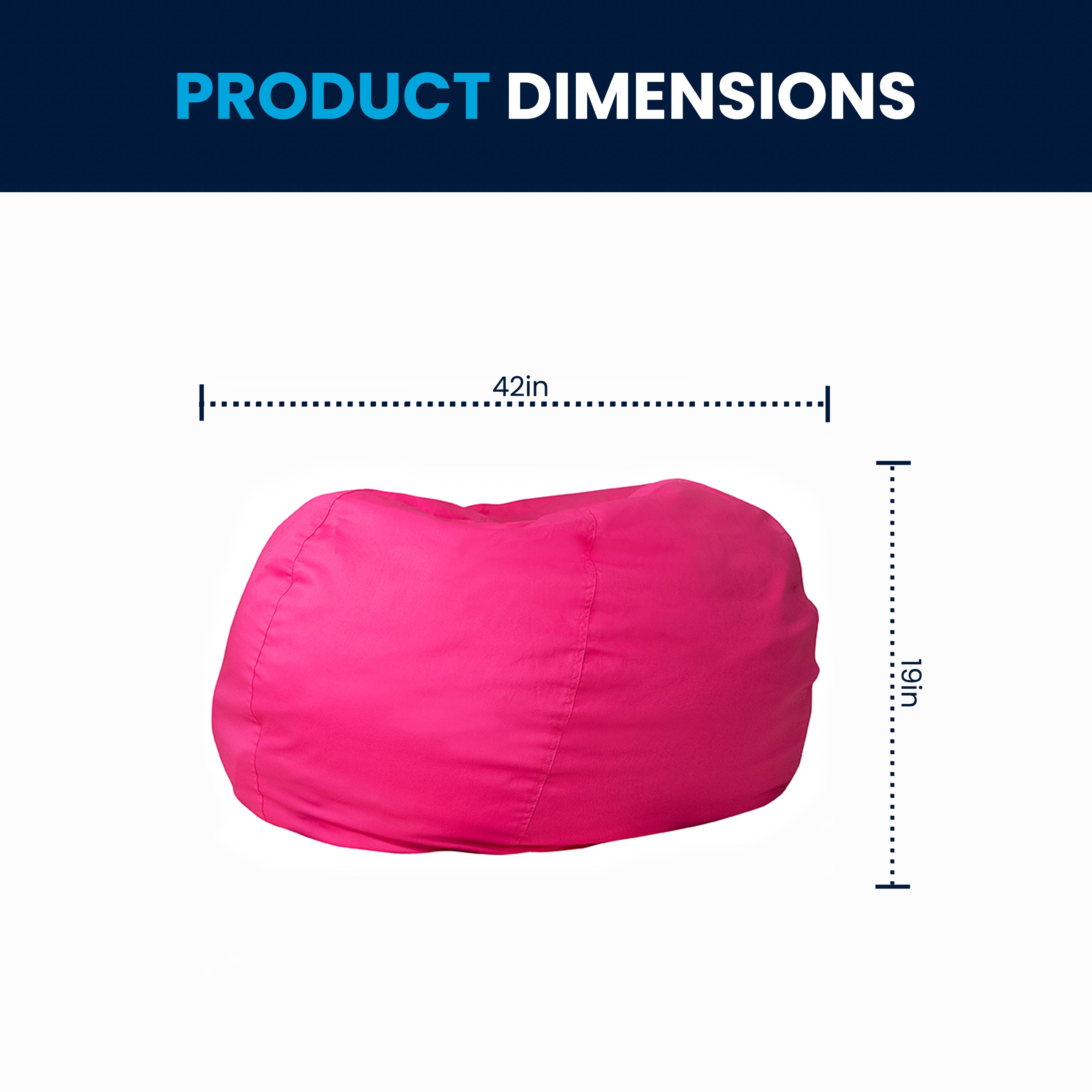 Duncan Oversized Solid Hot Pink Refillable Bean Bag Chair for All Ages