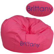 Duncan Personalized Oversized Solid Hot Pink Bean Bag Chair for Kids and Adults