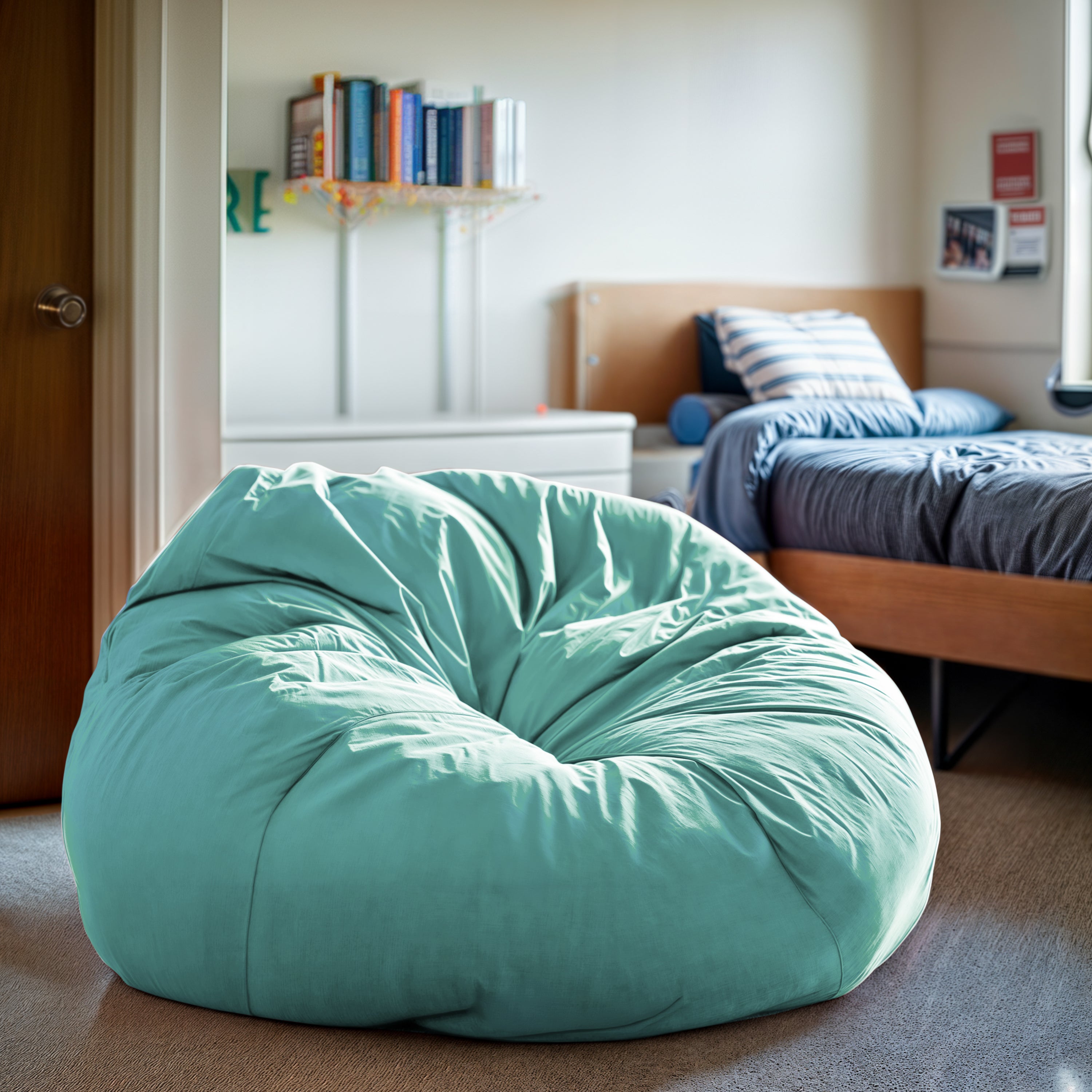 Duncan Oversized Solid Mint Green Refillable Bean Bag Chair for All Ages