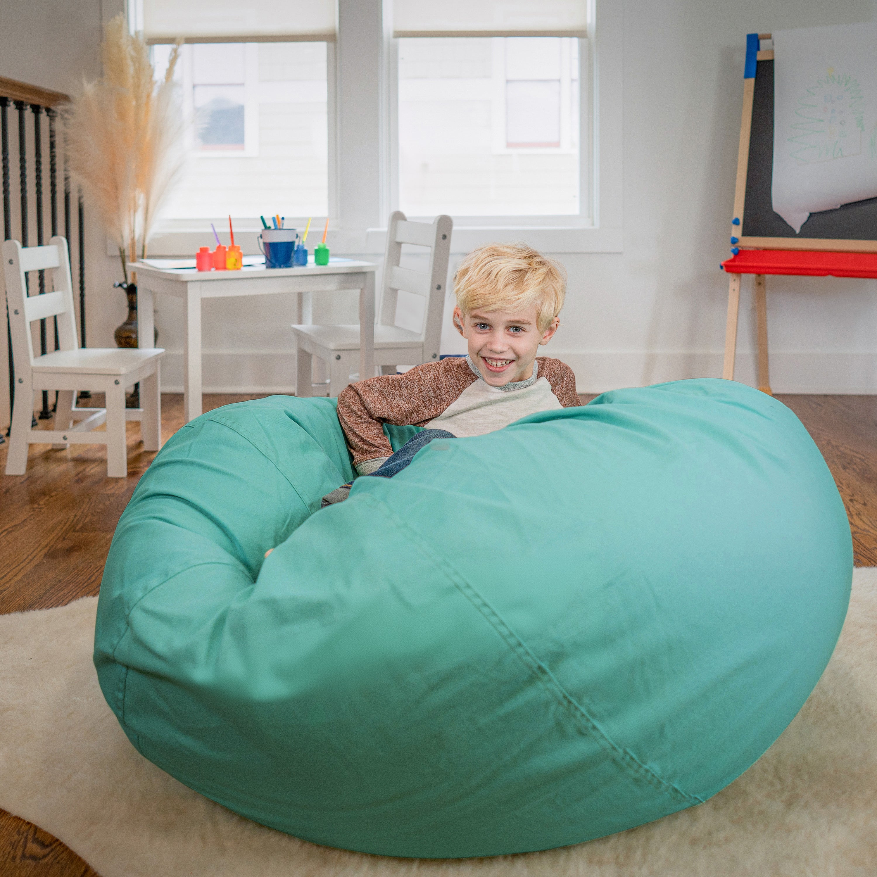 Duncan Oversized Solid Mint Green Refillable Bean Bag Chair for All Ages