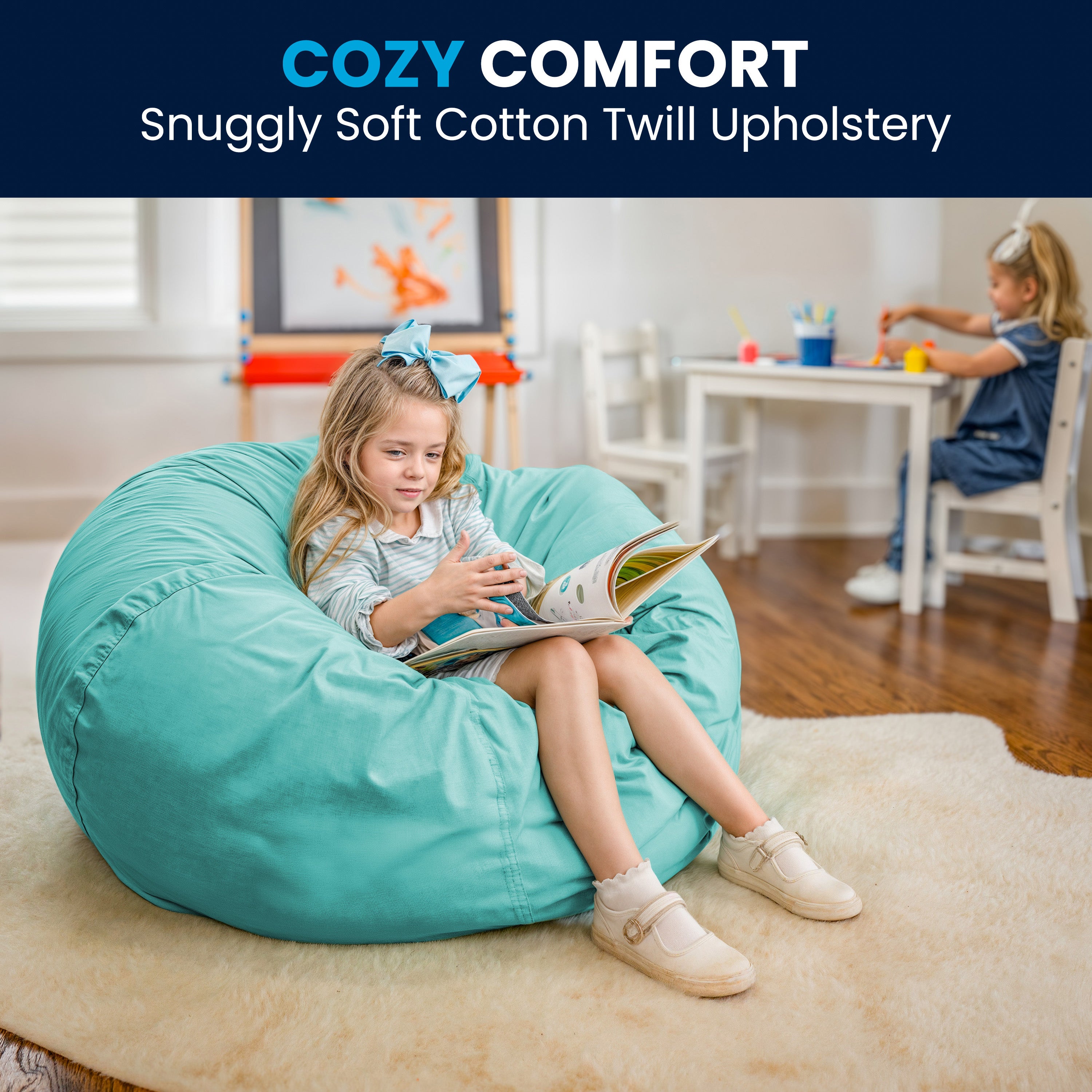 Duncan Oversized Solid Mint Green Refillable Bean Bag Chair for All Ages