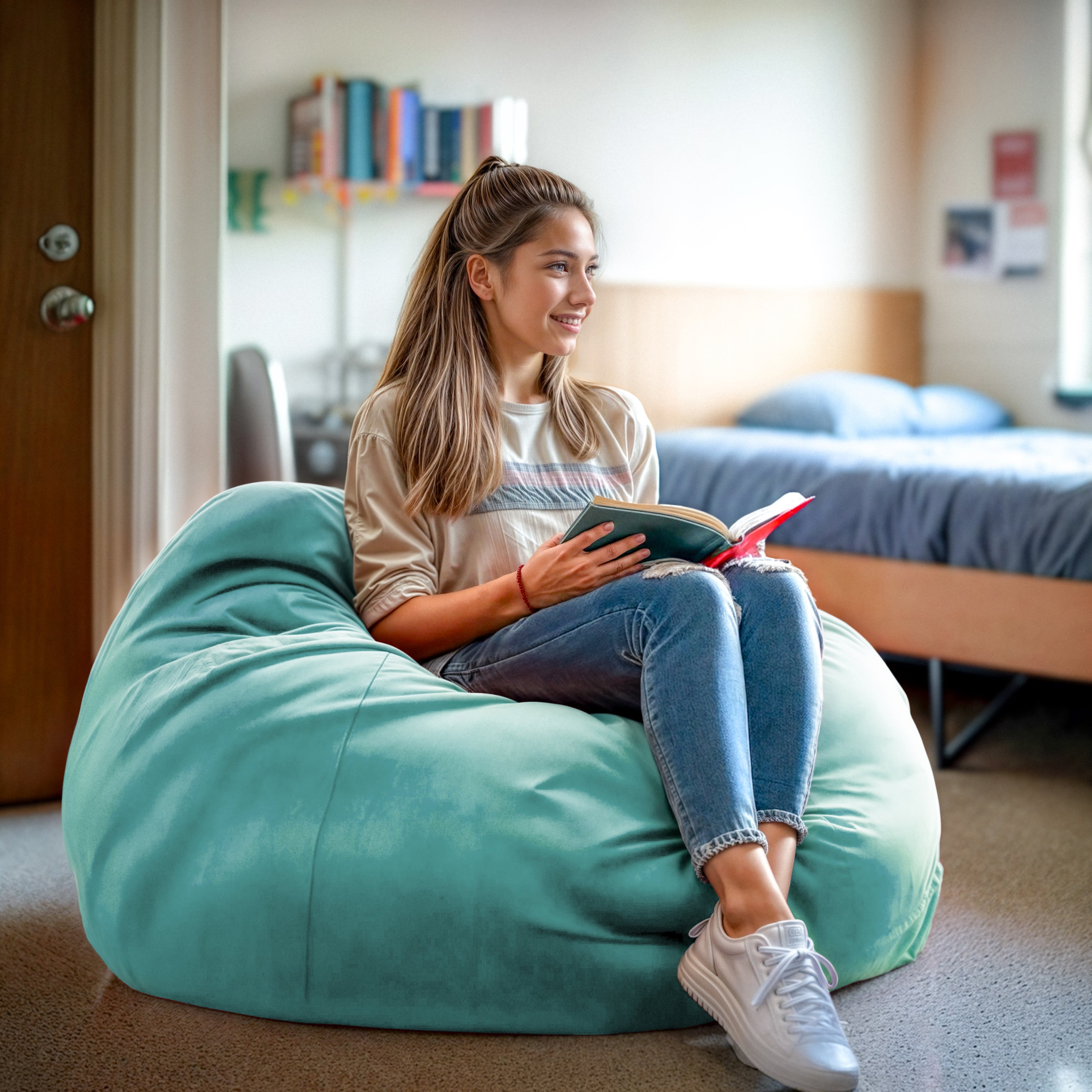 Duncan Oversized Solid Mint Green Refillable Bean Bag Chair for All Ages