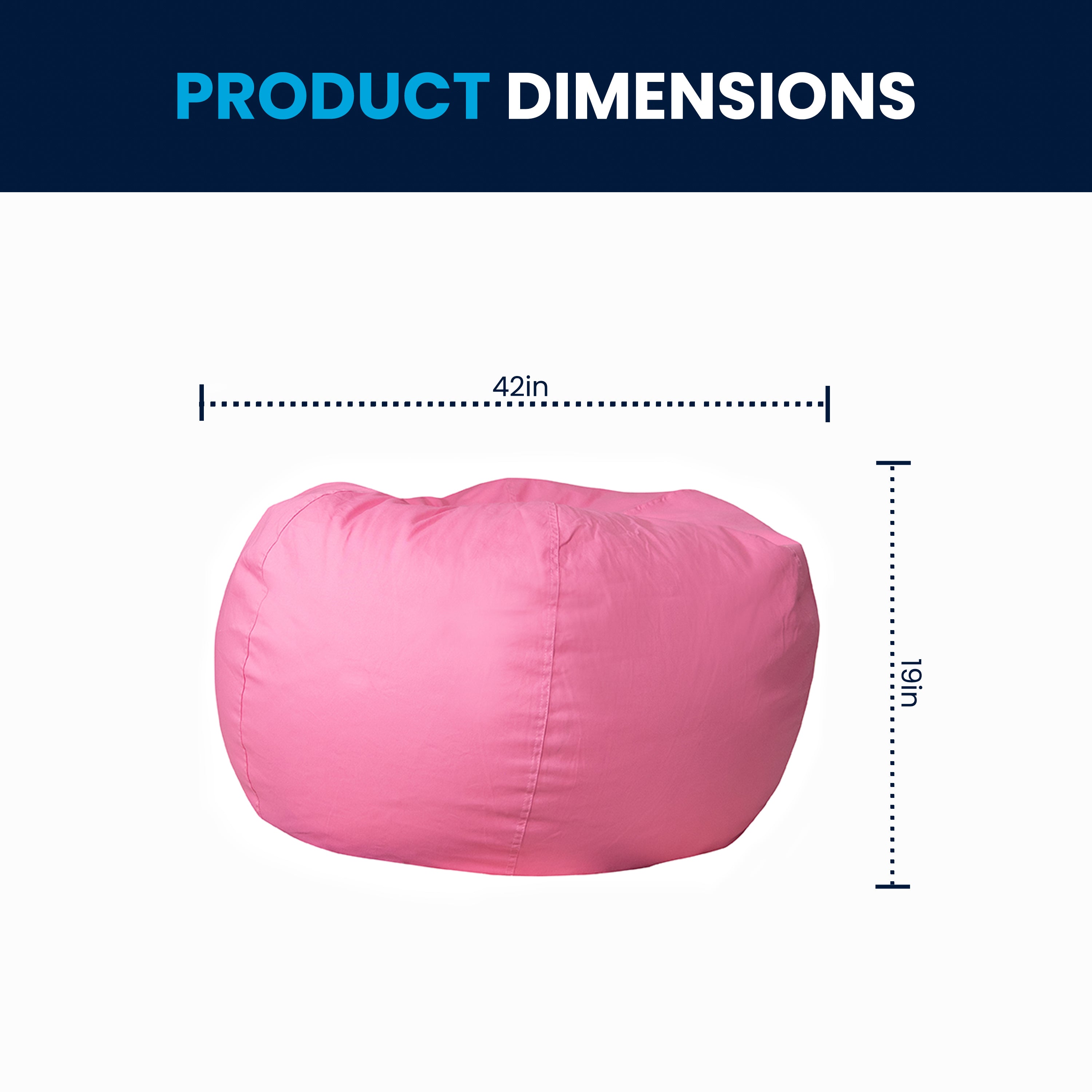 Duncan Oversized Solid Light Pink Refillable Bean Bag Chair for All Ages