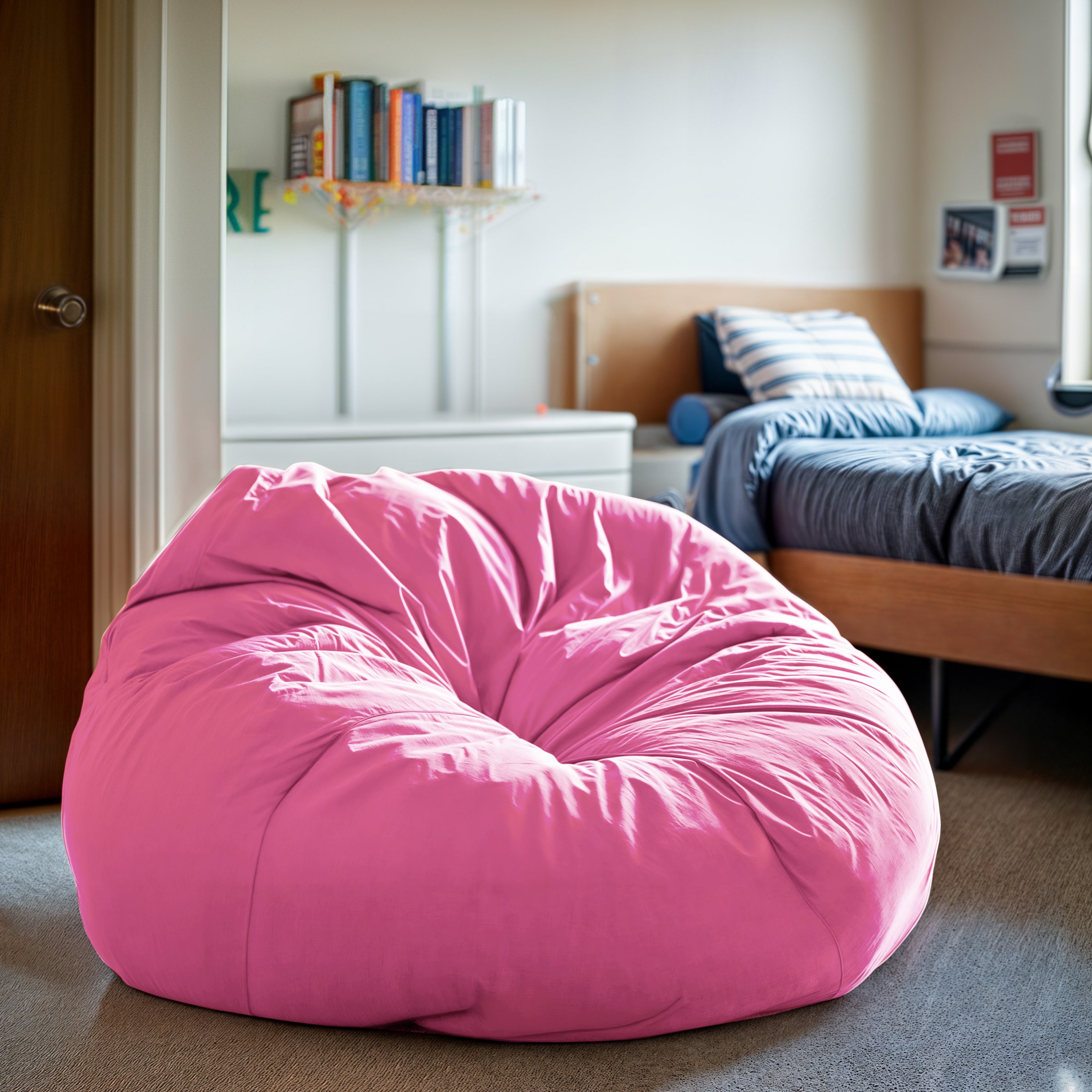 Duncan Oversized Solid Light Pink Refillable Bean Bag Chair for All Ages