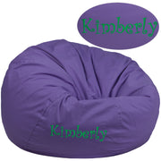Duncan Personalized Oversized Solid Purple Bean Bag Chair for Kids and Adults
