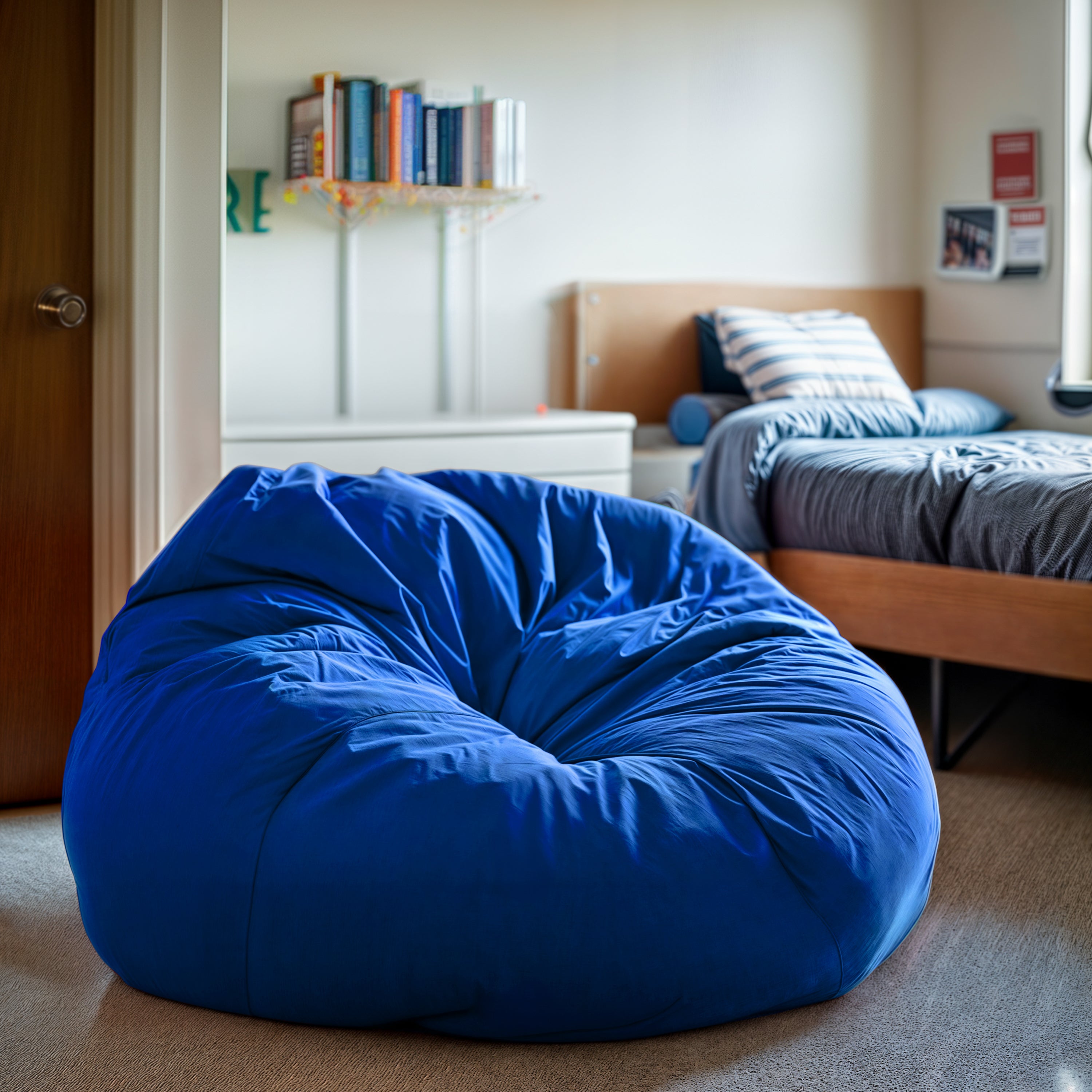 Duncan Oversized Solid Royal Blue Refillable Bean Bag Chair for All Ages